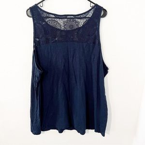 Lane Bryant Navy Blue Sleeveless Lace Detail Tank Top – Size